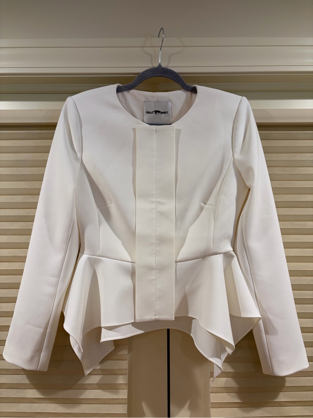 NWOT Roland Mouret Cream Peplum Blazer, Size US 6